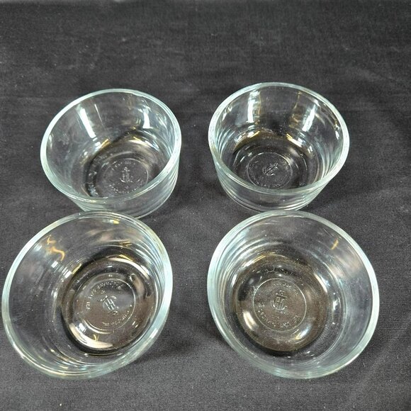 Set (4) Anchor Hocking Food Prep Glass Bowl Custard Cups 1 Cup Microwave Safe - Picture 2 of 7